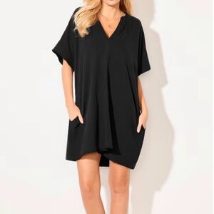 Black Gauze V-Neck Swim Cover-Up Coverup Swimsuits For All Plus Size 22 24 2X 3X